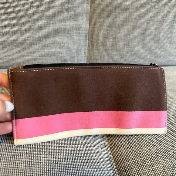 Kate Spade New York Canvas Striped Pencil Pouch Holder Multicolored Zipper - Picture 3 of 5